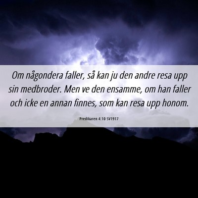 Picture 06 - Predikaren 4:10 SV1917 - Om någondera faller, så kan ju den andre resa - Bible Verse Picture