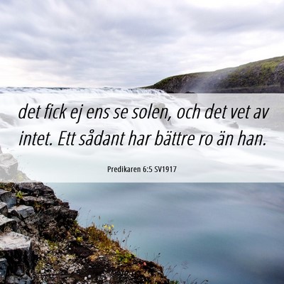 Picture 06 - Predikaren 6:5 SV1917 - det fick ej ens se solen, och det vet av intet. - Bible Verse Picture