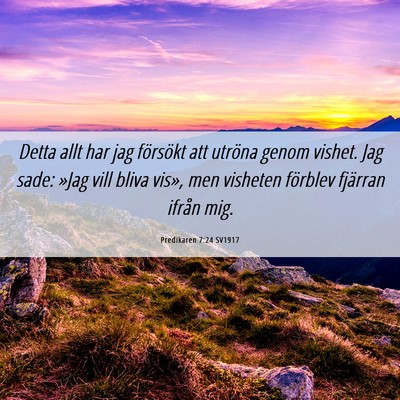 Picture 06 - Predikaren 7:24 SV1917 - Detta allt har jag försökt att utröna genom - Bible Verse Picture