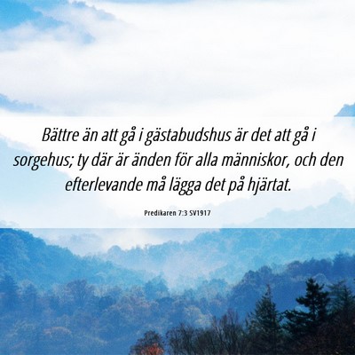 Picture 06 - Predikaren 7:3 SV1917 - Bättre än att gå i gästabudshus är det att - Bible Verse Picture