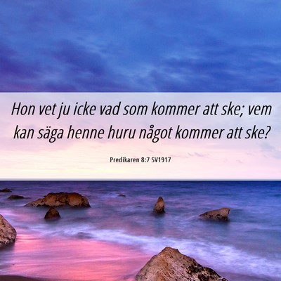 Picture 06 - Predikaren 8:7 SV1917 - Hon vet ju icke vad som kommer att ske; vem kan - Bible Verse Picture