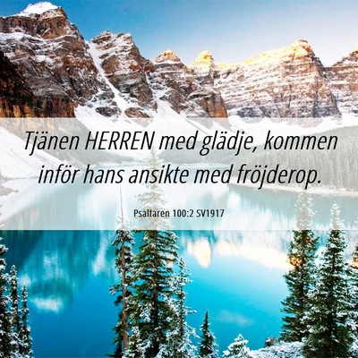 Picture 06 - Psaltaren 100:2 SV1917 - Tjänen HERREN med glädje, kommen inför hans - Bible Verse Picture