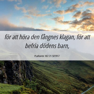 Picture 06 - Psaltaren 102:21 SV1917 - för att höra den fångnes klagan, för att - Bible Verse Picture