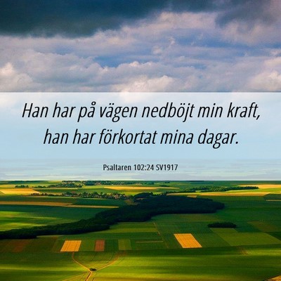 Picture 06 - Psaltaren 102:24 SV1917 - Han har på vägen nedböjt min kraft, han har - Bible Verse Picture