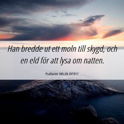 Picture 06 - Psaltaren 105:39 SV1917 - Han bredde ut ett moln till skygd, och en eld - Bible Verse Picture