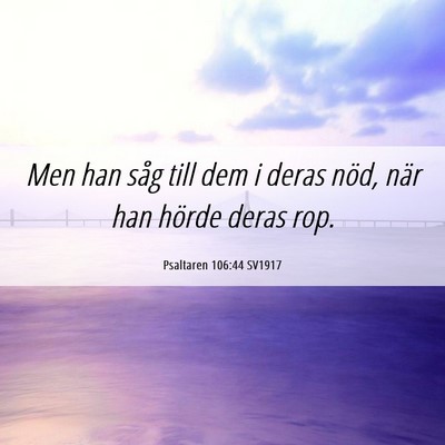 Picture 06 - Psaltaren 106:44 SV1917 - Men han såg till dem i deras nöd, när han - Bible Verse Picture