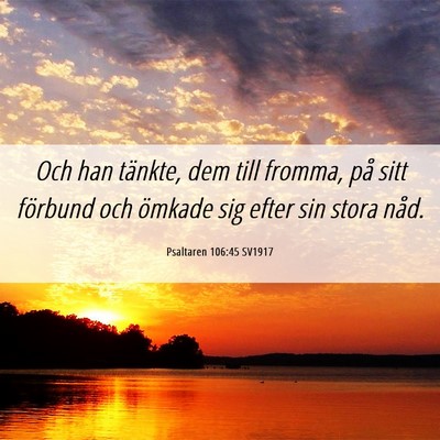 Picture 06 - Psaltaren 106:45 SV1917 - Och han tänkte, dem till fromma, på sitt - Bible Verse Picture