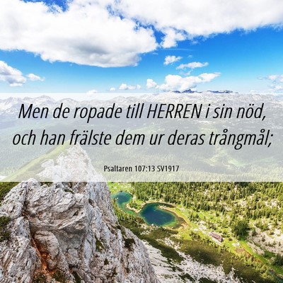 Picture 06 - Psaltaren 107:13 SV1917 - Men de ropade till HERREN i sin nöd, och han - Bible Verse Picture