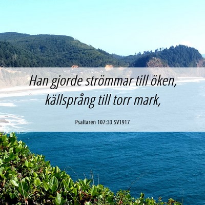 Picture 06 - Psaltaren 107:33 SV1917 - Han gjorde strömmar till öken, källsprång - Bible Verse Picture