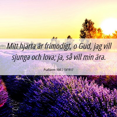 Picture 06 - Psaltaren 108:2 SV1917 - Mitt hjärta är frimodigt, o Gud, jag vill - Bible Verse Picture