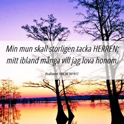 Picture 06 - Psaltaren 109:30 SV1917 - Min mun skall storligen tacka HERREN; mitt ibland - Bible Verse Picture