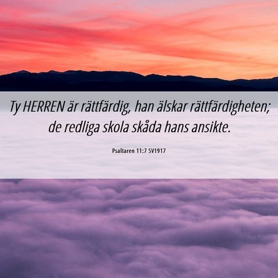 Picture 06 - Psaltaren 11:7 SV1917 - Ty HERREN är rättfärdig, han älskar - Bible Verse Picture