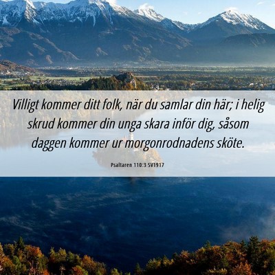 Picture 06 - Psaltaren 110:3 SV1917 - Villigt kommer ditt folk, när du samlar din - Bible Verse Picture