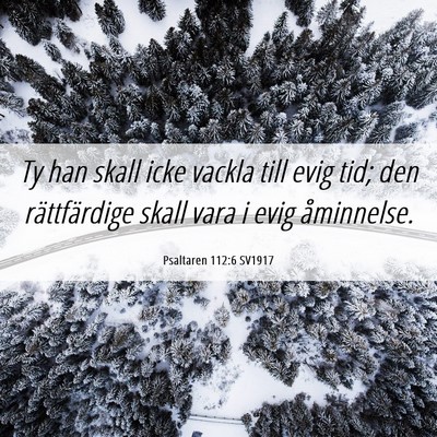 Picture 06 - Psaltaren 112:6 SV1917 - Ty han skall icke vackla till evig tid; den - Bible Verse Picture