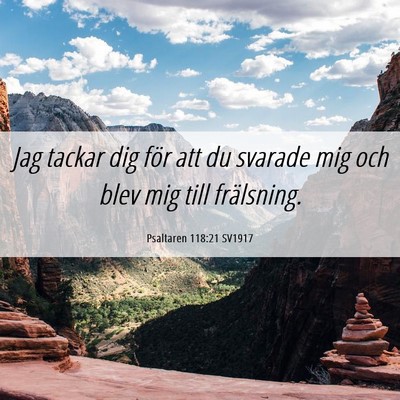 Picture 06 - Psaltaren 118:21 SV1917 - Jag tackar dig för att du svarade mig och blev - Bible Verse Picture