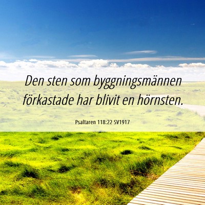 Picture 06 - Psaltaren 118:22 SV1917 - Den sten som byggningsmännen förkastade har - Bible Verse Picture