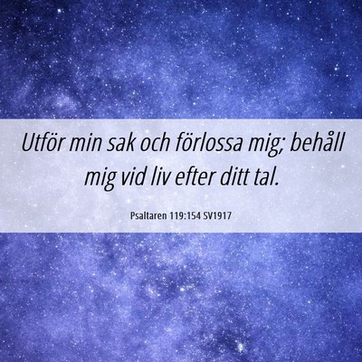 Picture 06 - Psaltaren 119:154 SV1917 - Utför min sak och förlossa mig; behåll mig vid - Bible Verse Picture