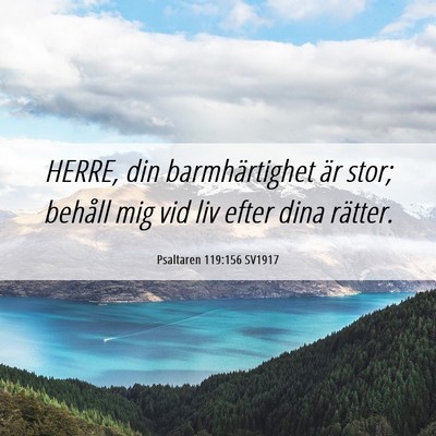 Picture 06 - Psaltaren 119:156 SV1917 - HERRE, din barmhärtighet är stor; behåll mig - Bible Verse Picture