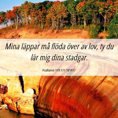 Picture 06 - Psaltaren 119:171 SV1917 - Mina läppar må flöda över av lov, ty du lär - Bible Verse Picture