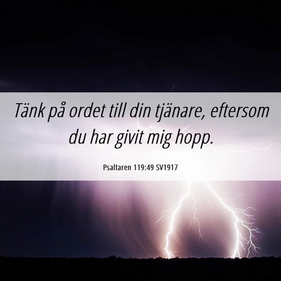 Picture 06 - Psaltaren 119:49 SV1917 - Tänk på ordet till din tjänare, eftersom du - Bible Verse Picture