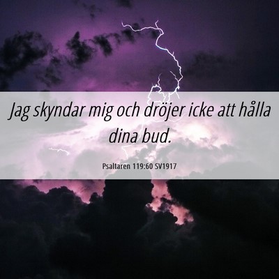 Picture 06 - Psaltaren 119:60 SV1917 - Jag skyndar mig och dröjer icke att hålla dina - Bible Verse Picture