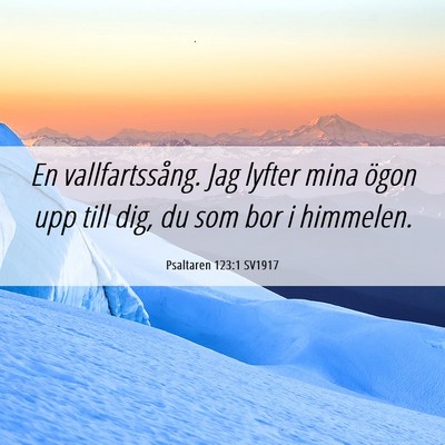 Picture 06 - Psaltaren 123:1 SV1917 - En vallfartssång. Jag lyfter mina ögon upp till - Bible Verse Picture