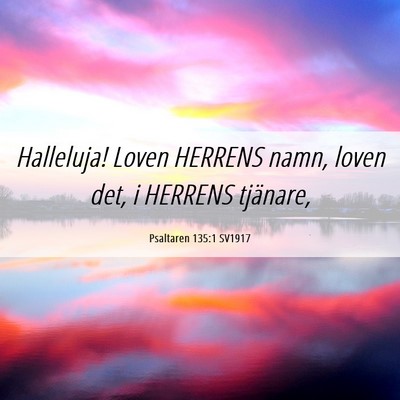 Picture 06 - Psaltaren 135:1 SV1917 - Halleluja! Loven HERRENS namn, loven det, i - Bible Verse Picture
