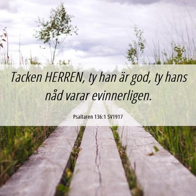 Picture 06 - Psaltaren 136:1 SV1917 - Tacken HERREN, ty han är god, ty hans nåd varar - Bible Verse Picture