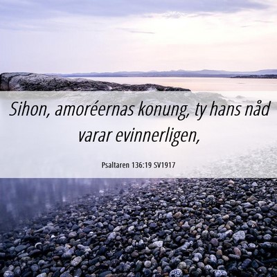 Picture 06 - Psaltaren 136:19 SV1917 - Sihon, amoréernas konung, ty hans nåd varar - Bible Verse Picture