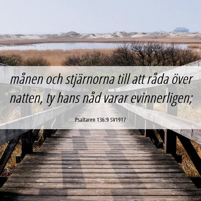 Picture 06 - Psaltaren 136:9 SV1917 - månen och stjärnorna till att råda över - Bible Verse Picture