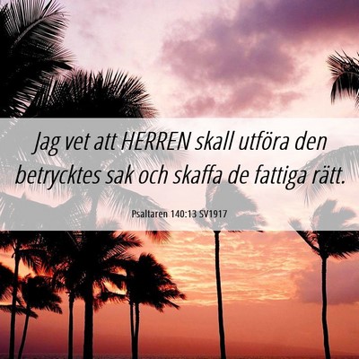 Picture 06 - Psaltaren 140:13 SV1917 - Jag vet att HERREN skall utföra den betrycktes - Bible Verse Picture