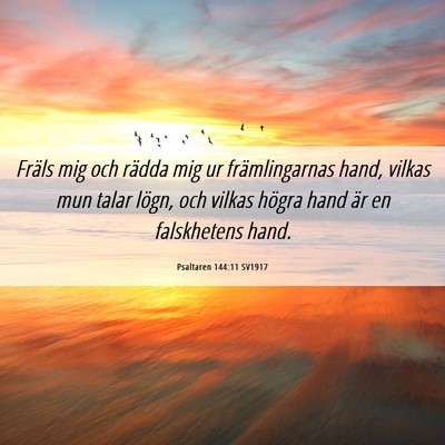 Picture 06 - Psaltaren 144:11 SV1917 - Fräls mig och rädda mig ur främlingarnas hand, - Bible Verse Picture