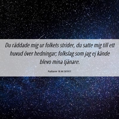 Picture 06 - Psaltaren 18:44 SV1917 - Du räddade mig ur folkets strider, du satte mig - Bible Verse Picture