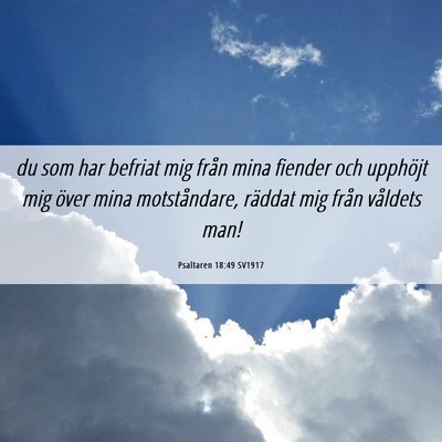 Picture 06 - Psaltaren 18:49 SV1917 - du som har befriat mig från mina fiender och - Bible Verse Picture