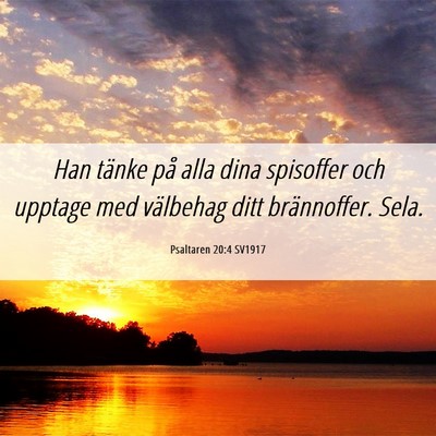 Picture 06 - Psaltaren 20:4 SV1917 - Han tänke på alla dina spisoffer och upptage - Bible Verse Picture