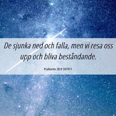 Picture 06 - Psaltaren 20:9 SV1917 - De sjunka ned och falla, men vi resa oss upp och - Bible Verse Picture