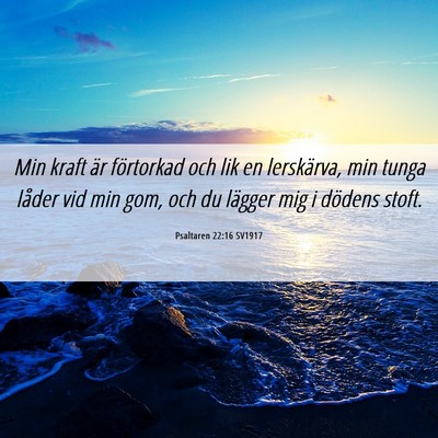 Picture 06 - Psaltaren 22:16 SV1917 - Min kraft är förtorkad och lik en lerskärva, - Bible Verse Picture