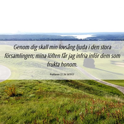Picture 06 - Psaltaren 22:26 SV1917 - Genom dig skall min lovsång ljuda i den stora - Bible Verse Picture