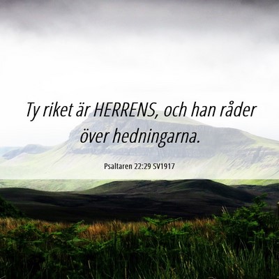 Picture 06 - Psaltaren 22:29 SV1917 - Ty riket är HERRENS, och han råder över - Bible Verse Picture