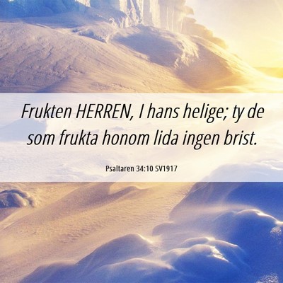 Picture 06 - Psaltaren 34:10 SV1917 - Frukten HERREN, I hans helige; ty de som frukta - Bible Verse Picture
