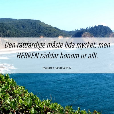 Picture 06 - Psaltaren 34:20 SV1917 - Den rättfärdige måste lida mycket, men HERREN - Bible Verse Picture
