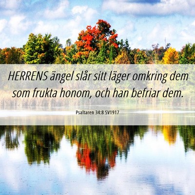 Picture 06 - Psaltaren 34:8 SV1917 - HERRENS ängel slår sitt läger omkring dem som - Bible Verse Picture