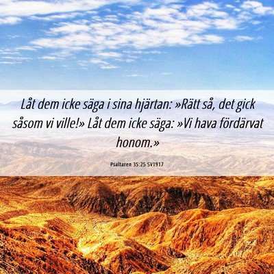 Picture 06 - Psaltaren 35:25 SV1917 - Låt dem icke säga i sina hjärtan: »Rätt så, - Bible Verse Picture