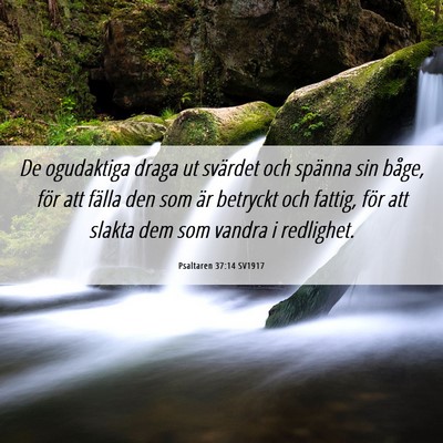 Picture 06 - Psaltaren 37:14 SV1917 - De ogudaktiga draga ut svärdet och spänna sin - Bible Verse Picture
