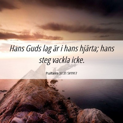 Picture 06 - Psaltaren 37:31 SV1917 - Hans Guds lag är i hans hjärta; hans steg - Bible Verse Picture