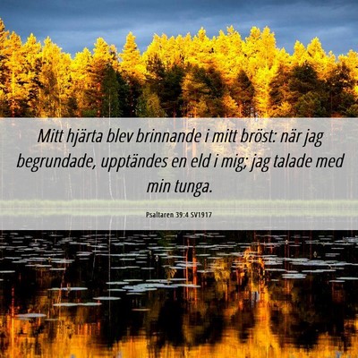 Picture 06 - Psaltaren 39:4 SV1917 - Mitt hjärta blev brinnande i mitt bröst: när - Bible Verse Picture