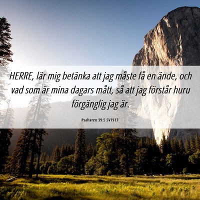 Picture 06 - Psaltaren 39:5 SV1917 - HERRE, lär mig betänka att jag måste få en - Bible Verse Picture