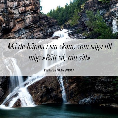 Picture 06 - Psaltaren 40:16 SV1917 - Må de häpna i sin skam, som säga till mig: - Bible Verse Picture