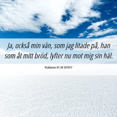 Picture 06 - Psaltaren 41:10 SV1917 - Ja, också min vän, som jag litade på, han som - Bible Verse Picture