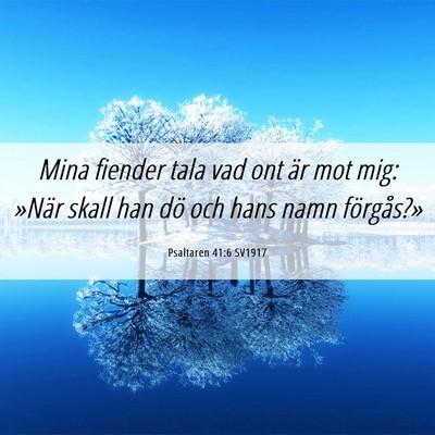 Picture 06 - Psaltaren 41:6 SV1917 - Mina fiender tala vad ont är mot mig: »När - Bible Verse Picture